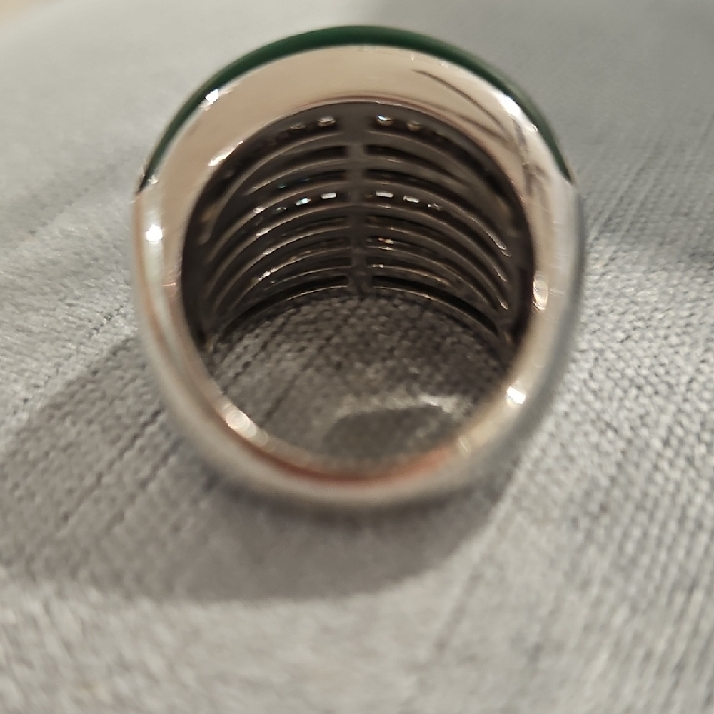 Belle Etoile 925 Silver Elegant Green and Silver Women's Ring - Picture 6 of 8